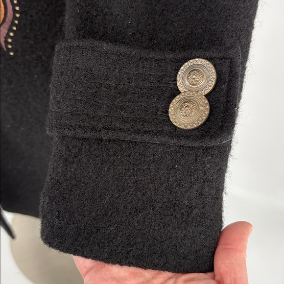 Vintage Y2K Carson Womens Black Boiled Wool Embroidered Dresscoat Size M - Picture 8 of 16